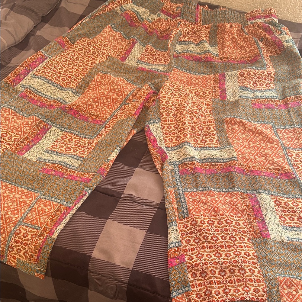 Rose & Olive Multicolor Patchwork Boho Pants - image 1